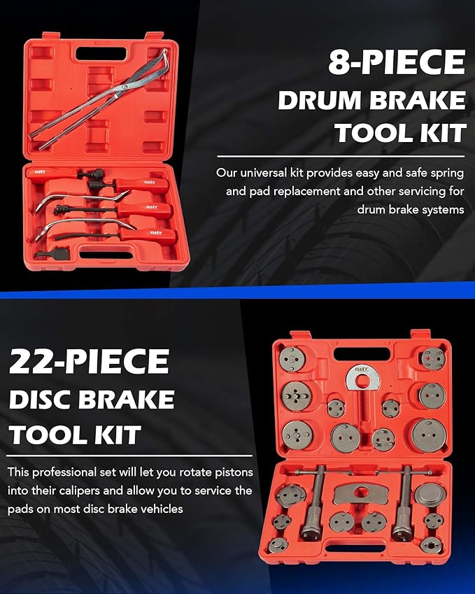 Orion Motor Tech 32pc Dual Brake Tools, 2 in 1 Caliper Compression Tool and Drum Brake Tool Kit, Brake Caliper Tool Kit and Drum Brake Tool with Brake Spring Tool Compressor Pliers Installer Remover