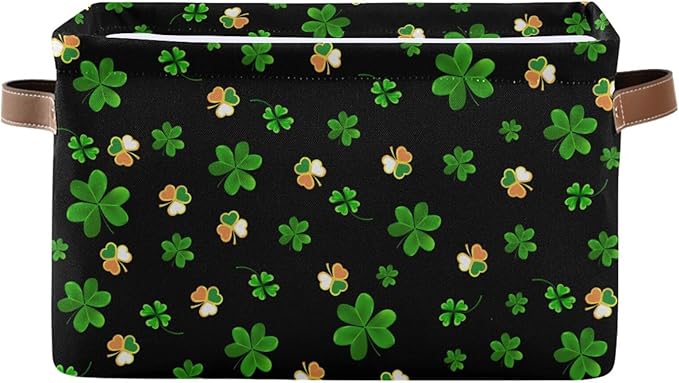 Storage Basket St Patrick's Day Cube Storage Bins Organizer Bag Collapsible Closet Shelf Baskets with handle for Cloth Book 14.2×10.2×8.3 IN