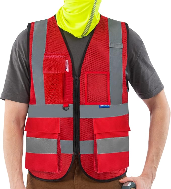 6XL 7XL 8XL red work vest with pockets Big and tall
