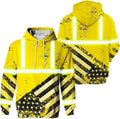 US Flag High Visibility Hoodie for Men Reflective Hoodie Safety Workwear for Worker Runner Patriotic ACC02