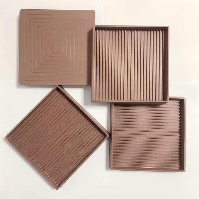 xxxHOLIC Non Slip Furniture Pads, 4” x 4” Brown Square Rubber Grippers for Hardwood Floors, Anti Skid Furniture Feet Coasters, Bed Couch Stoppers to Prevent Sliding and Floor Scratches, Set of 4