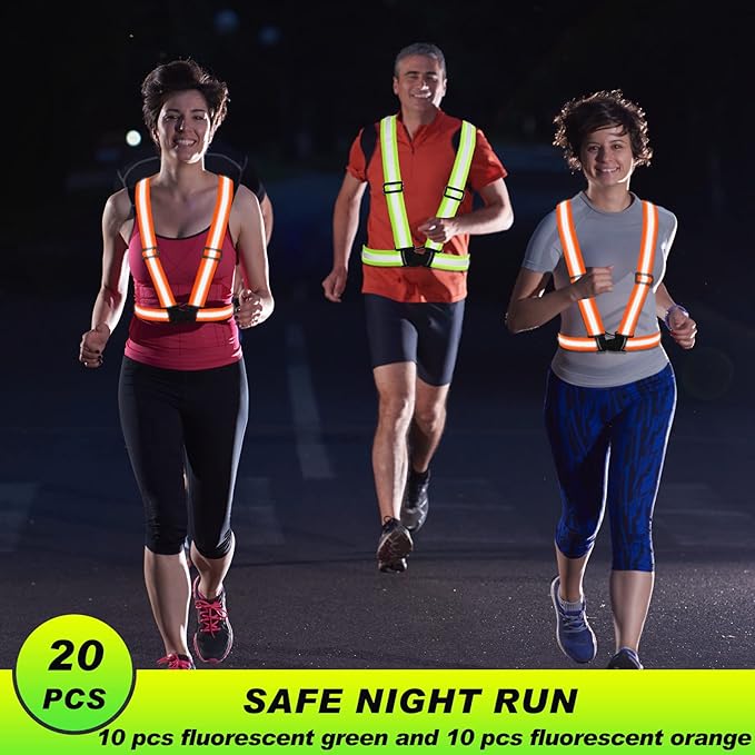 Hercicy 12 Pcs Reflective Vest High Visibility Safety Vests, Adjustable Running Gear Straps Lightweight Reflector for Construction (Yellow,Orange)