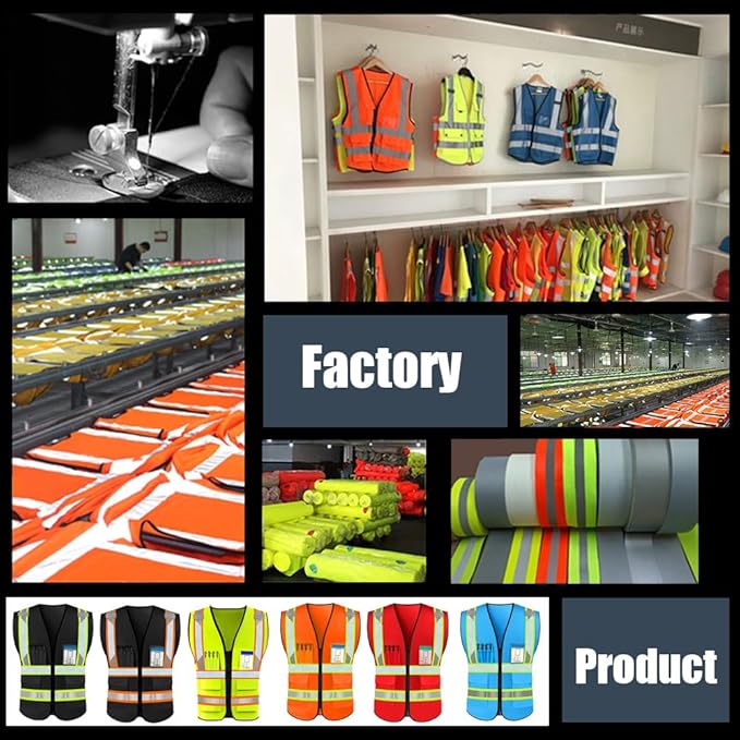 YOWESHOP High Reflective Visibility Safety Vest Custom Your Logo Safety Workwear with Reflective Strips and Pockets