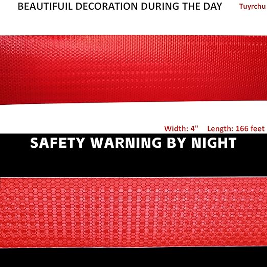 Industrial Reflective Tape Red 4 inch Wide, Outdoor Waterproof Hazard Conspicuity Safety Marking Tape (166 feet)