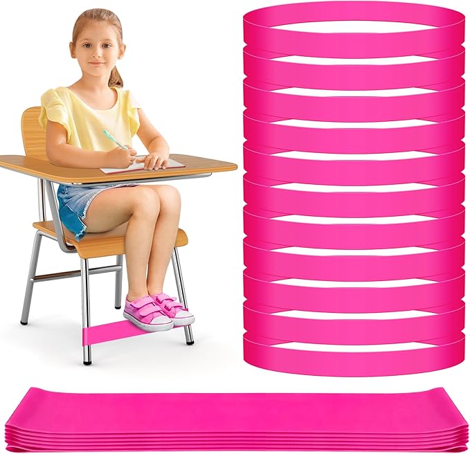 20 Pack Chair Bands for Kids with Fidgety Feet, ADHD Tools for Kids, ROOKEA Sensory Room Must Haves for Adhd Kids Fidget Chair Bands Autism Classroom Must Haves ADHD Tools for Classroom Home Chairs