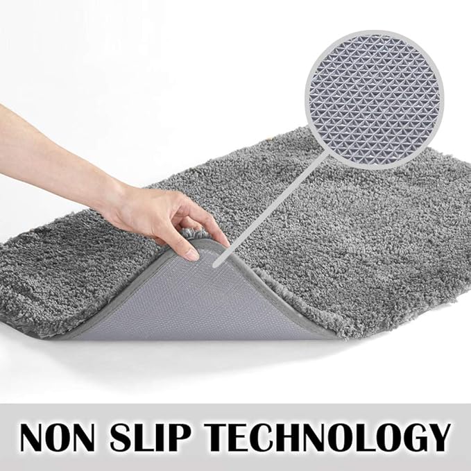 Suchtale Large Bathroom Rug Extra Soft and Absorbent Shaggy Bathroom Mat (24 x 60, Dark Grey) Machine Washable Microfiber Bath Mat for Bathroom, Non Slip Bath Mat, Bathroom Floor Mats Rubber Back