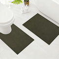 YIHOUSE Bathroom Rugs Mats Sets 2 Pieces, Ultra Thin Bath Mat Absorbent Non Slip Bath Rugs for Bathroom Washable, Shower, Sink, Laundry (Dark Green, 2 Pieces)