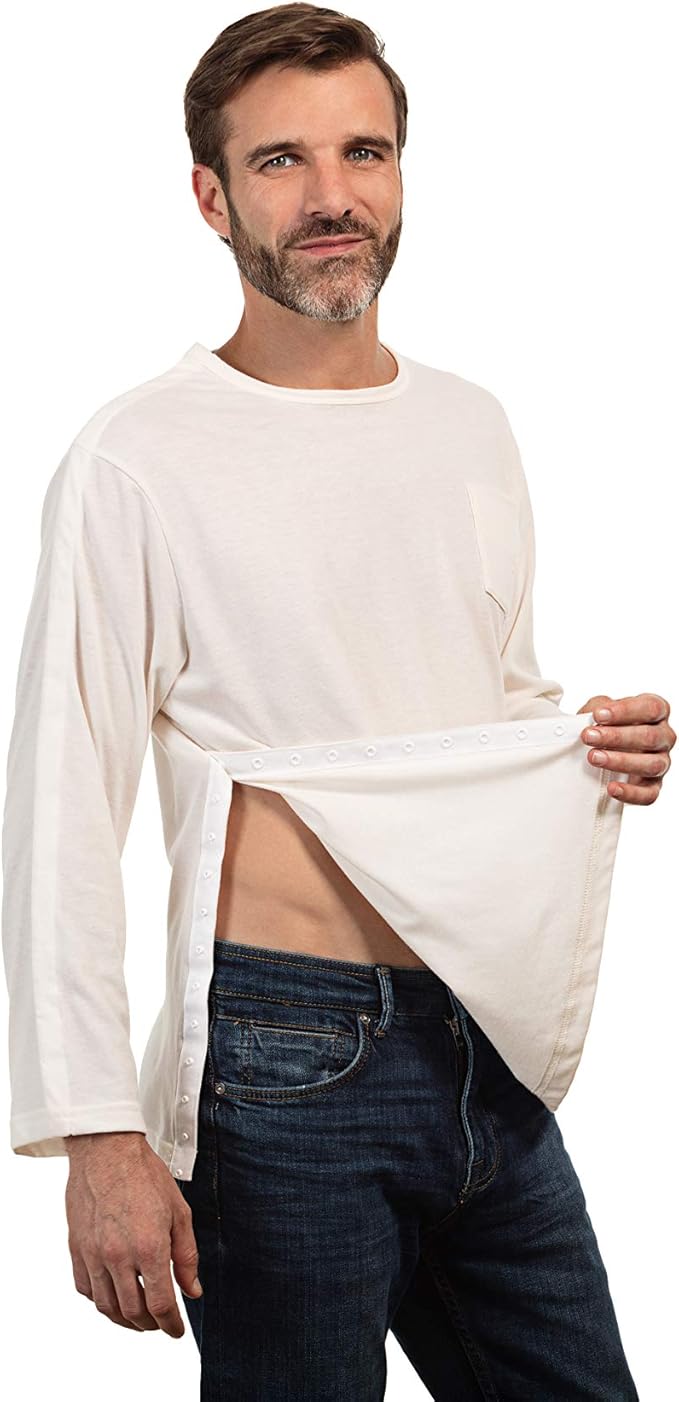 MAI We Care Post Shoulder Surgery Shirts for Men - Tear Away Recovery Apparel, Premium Chemotherapy Clothing