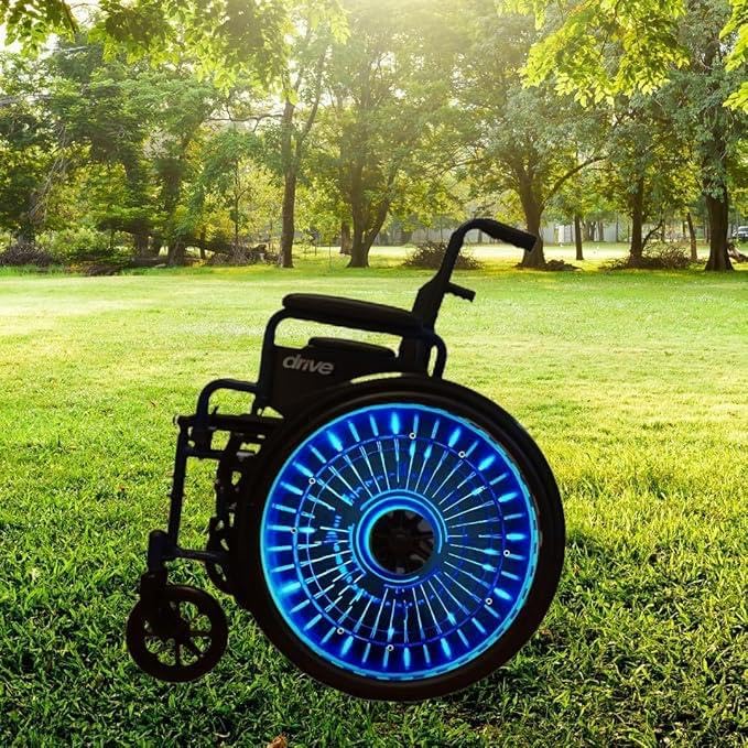 18" Wheelchair Wheels Covers for Boys, Wheelchair, Enhances Aesthetics, Easy Install/Remove, Lightweight, Waterproof, (Electric Pulse)