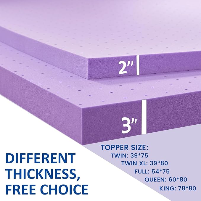 SINWEEK 3 Inch Gel Memory Foam Mattress Topper Ventilated Soft Pressure Relieve Mattress Pad, Breathable Bed Topper, CertiPUR-US Certified, King Size