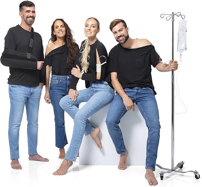 MAI We Care Post Shoulder Surgery Shirts for Men - Tear Away Recovery Apparel, Premium Chemotherapy Clothing