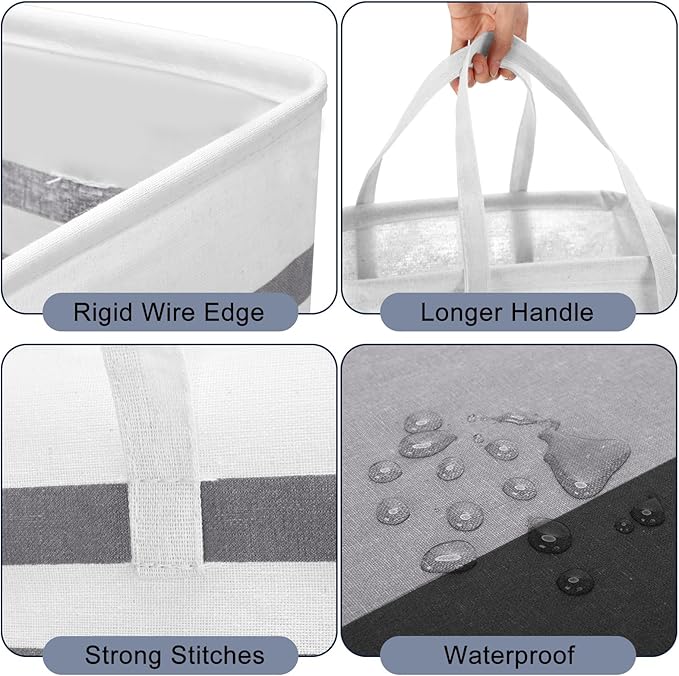 Foaincore 6 Pieces 75L Laundry Hamper Basket Organizer Large Laundry Bag Bulk Waterproof Collapsible Clothe Storage with Handles for Dorm Room Bedroom Towels (Dark Blue, White)