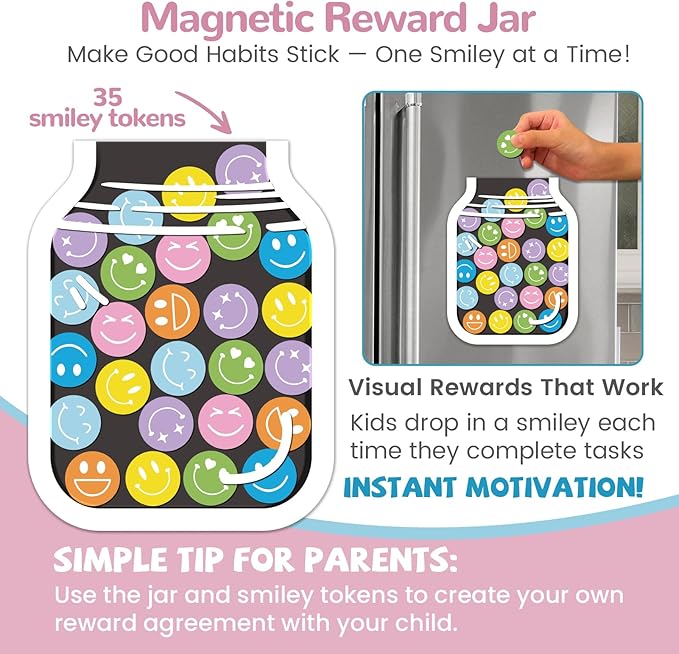 JJPRO Magnetic Bedtime/Morning/Daily Reward Routine Chart for Kids with Reward Jar-Bedtime Routine Chart,Reward Jar for Kids,Daily Checklist Reward Chart for Toddlers,Visual Schedule Board -Unicorn