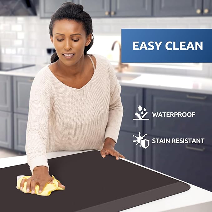 KitchenClouds Kitchen Mat Cushioned Anti Fatigue Rug 20"x39" Waterproof, Non Slip, Standing and Comfort Desk/Floor Mats for House Sink Office (Chocolate)