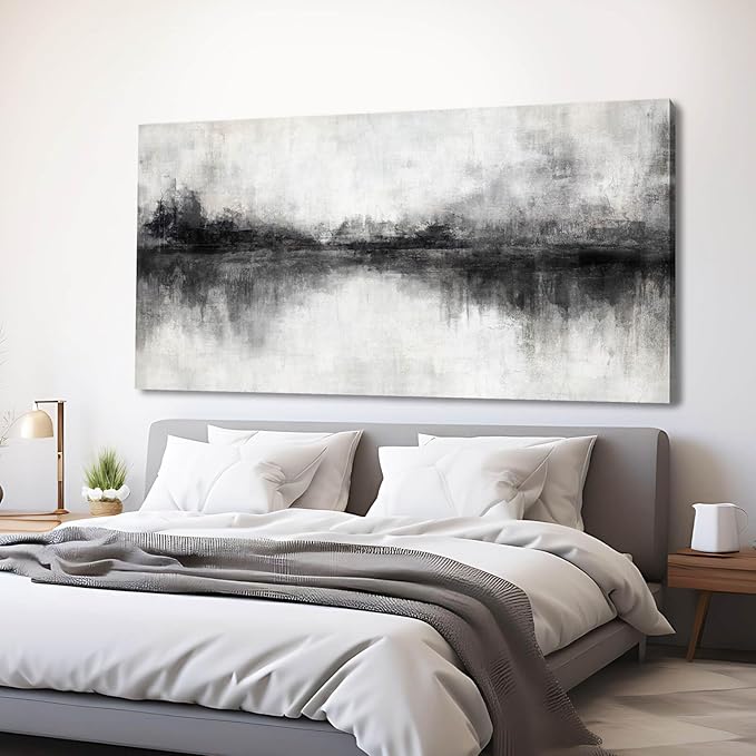 Artexist Canvas Prints Wall Art for Living Room Black Abstract Art Wall Decor Grey Pictures Wall Painting for Bedroom Office Artwork 29"x 58" Home Decor
