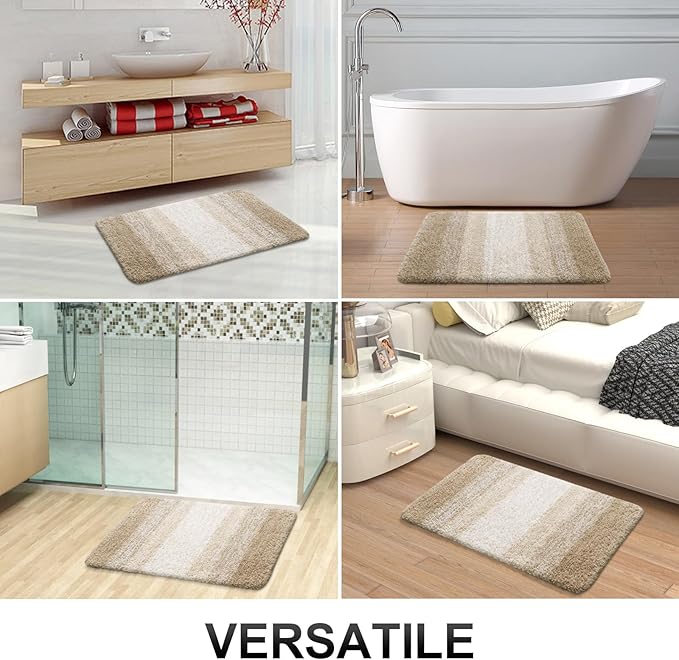 OLANLY Bathroom Runner Rugs 44x24, Extra Soft Absorbent Microfiber Bath Rugs, Rubber Backing, Quick Dry, Machine Washable Bath Mats for Bathroom Floor, Tub and Shower, Home Decor Accessories, Tan