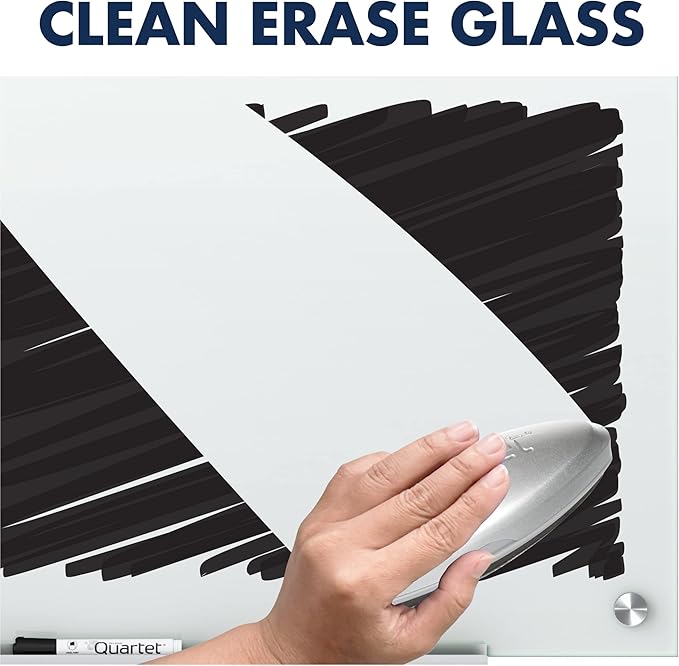Quartet Whiteboard, Glass Dry Erase Board, Non-Magnetic, 48"W x 36"H, Infinity Frameless Mounting, White Surface, Accessory Tray, and 1 Dry Erase Marker (G4836NMW)