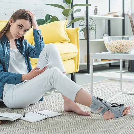 Plantar Fasciitis Night Splint-Upgrade 3 Adjustable Planter Facetious Relief Brace,Plantar Fasciitis Relief Women Men Straps,Support Relief Foot Drop Achilles Tendonitis Day Night(Gray-2PC)