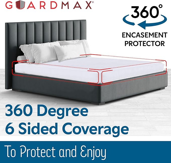Guardmax Jersey Knitted Twin Zippered Mattress Encasement with Deep Pockets - Waterproof & Bed Bug Proof Mattress Protector - Comfortable, Soft, and Noiseless Zippered Bedding - (39 x 75 x 13)