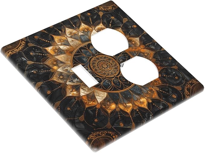 Cool Colorful Mandal Flowers Boho Floral Wallplates 1 Toggle 1 Duplex Switch Plate Electrical GFCI Faceplate Decorative Light Switch Covers for Bed Room Living Room Decor