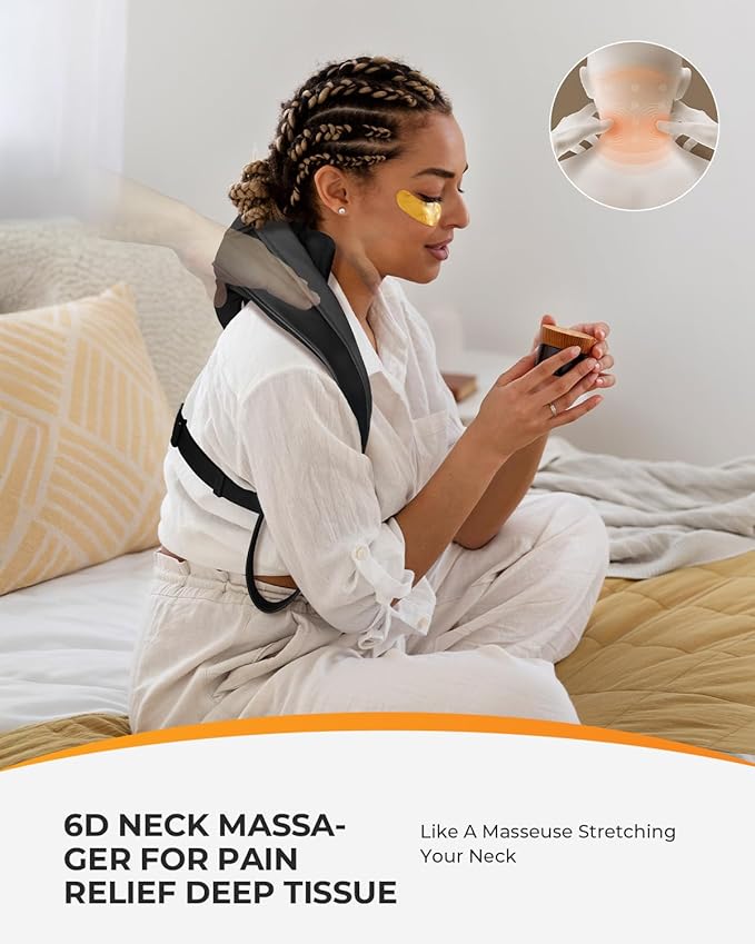CooCoCo Cordless Neck Massager, for Christmas, Birthday Ideas for Dad Mom, Neck and Back Massager for Pain Relief Deep Tissue, Shiatsu Shoulder Massager for Pain Relief, Back Massager with Heat