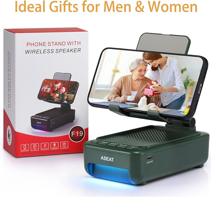 Gifts for Men Him, Cell Phone Stand with Bluetooth Speaker&Led Color Changing Light, Unique Gifts for Women Dad Her Husband, Birthday Gifts for Men