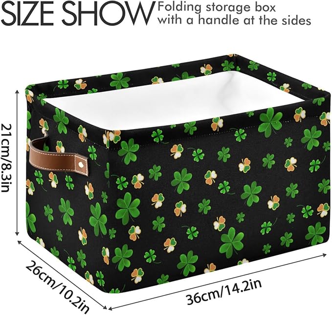 Storage Basket St Patrick's Day Cube Storage Bins Organizer Bag Collapsible Closet Shelf Baskets with handle for Cloth Book 14.2×10.2×8.3 IN