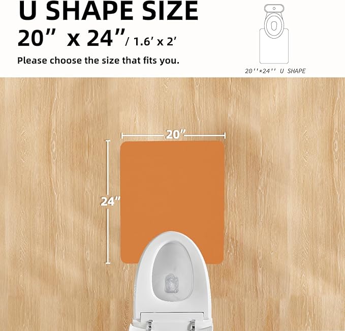 Toilet Rug, Thin Toilet Rugs U Shaped Washable Non Slip Absorbent Quick Dry Low Pile Toilet Mat, 20"x24" U Shape Orange