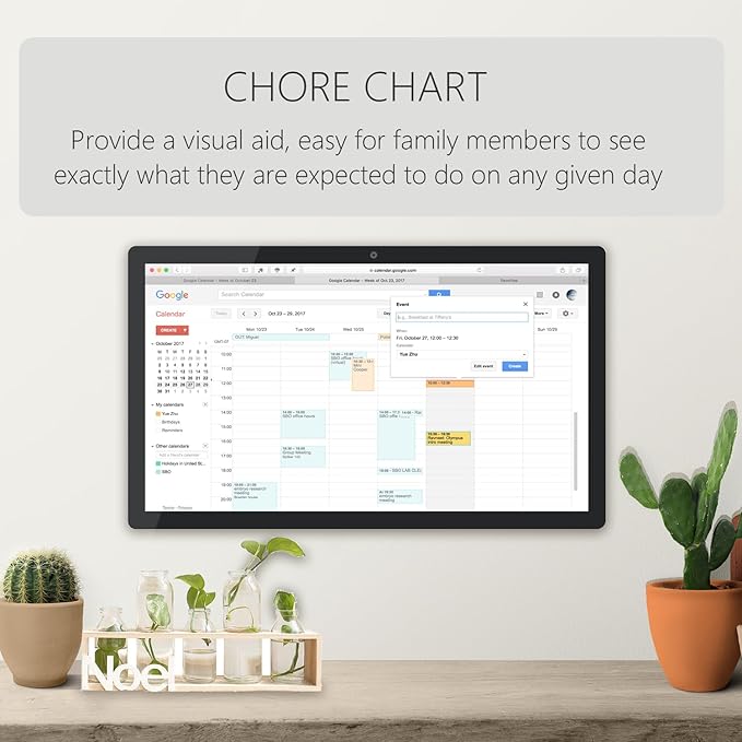 15.6 to 27 inch Touchscreen Digital Calendar & Wall Planners, Smart Whiteboard Calendar for Chore Chart & Work Schedule, Built in Speakers and Camera, Include Wall Mount & Desk Stand (18.5-inch)
