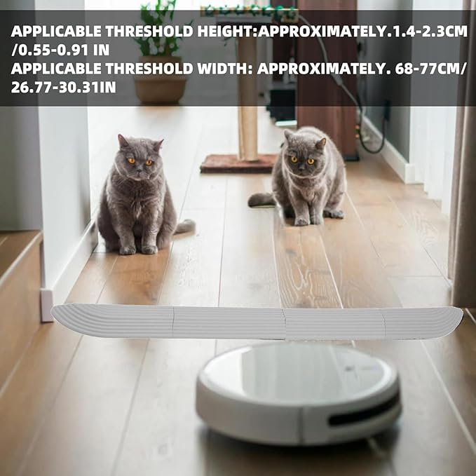 Rubber Threshold Ramp for Doorways, Grey, 4 Pack, Universal Vacuum Robot Door Sill Wheelchair Bathroom Access