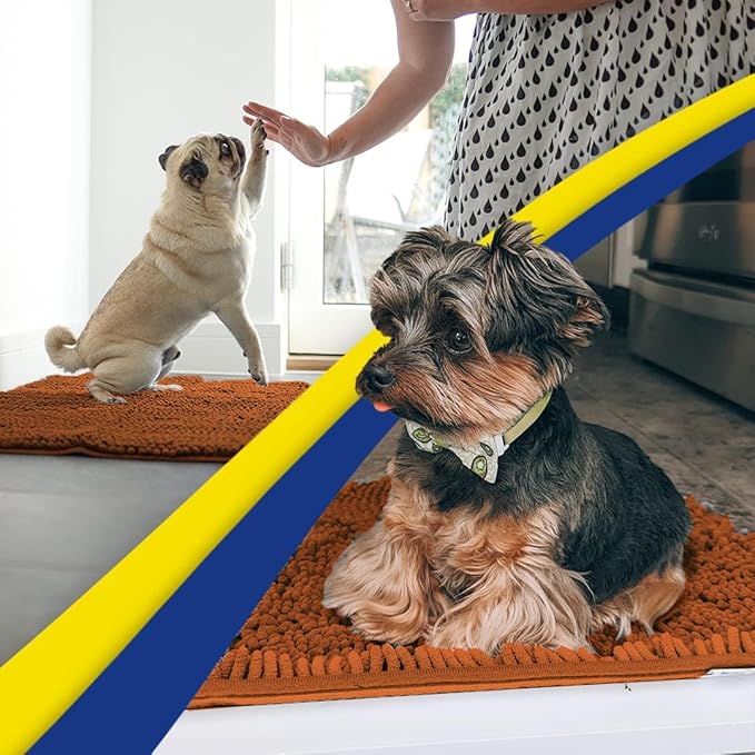Muddy Mat® Shown on TV – Super Absorbent Door Mat Indoor, Microfiber Quick Dry Chenille Entryway Rug, Non-Slip Front Door Mat, Indoor Mats for Entryway, Machine Washable Pet Rug, Orange 24"x36"