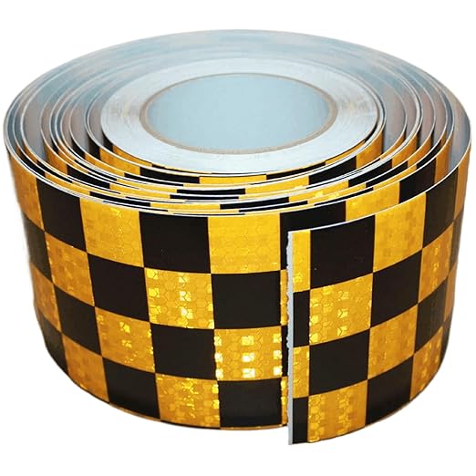 Reflective Tape Yellow Black 4 inch X 166 feet, Outdoor Waterproof Hazard Conspicuity Warning Industrial Marking Tape