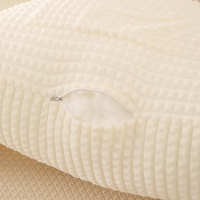 Reading Pillow for Sitting in Bed, Large Backrest Reading Pillow with Arm Rest,Back-Rest Support Cushion for Sit Up on Couch, Sofa, and Floor, Dorm Essentials (Cream Flannel, Standard(17inch))