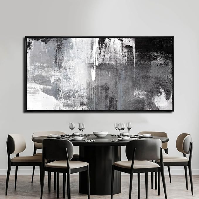 SOUGUAN Wall Art for Living Room Black and Grey Wall Decor 30x60 Inch Hand Painted Abstract Paintings for Bedroom Office Kitchen Decoration