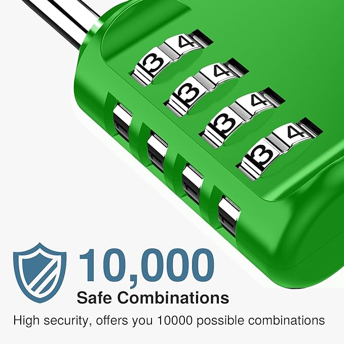 Puroma 4 Pack Combination Lock for Locker 4 Digit Outdoor Waterproof Padlock for School, Gym, Sports, Fence, Toolbox, Gate, Case, Outdoor, Hasp Storage, Cabinets (Green)