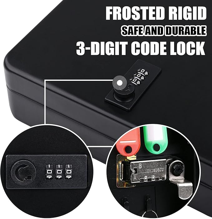 Key Box Wall Mount with Combination Lock, 28 Key Hooks & Tags Key Organizer, Steel Security Locking Key Cabinet, Storage Key Lock Box with Code, Key Management Cabinet