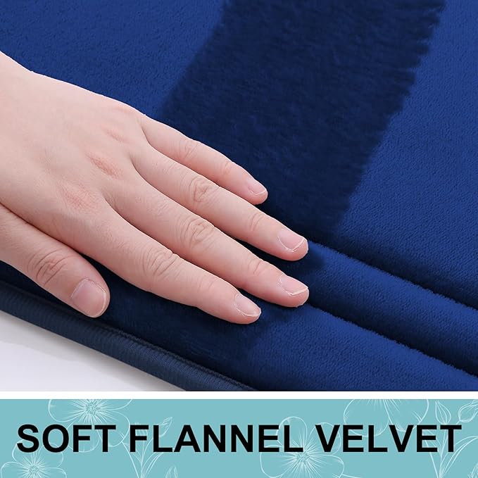 Grandaily Memory Foam Bath Mat Rug 40x32, Ultra Soft, Non-Slip and Absorbent Bathroom Rugs, Machine Wash Dry, Comfortable Bath Carpet for Bathroom Floor, Tub and Shower, Navy Blue