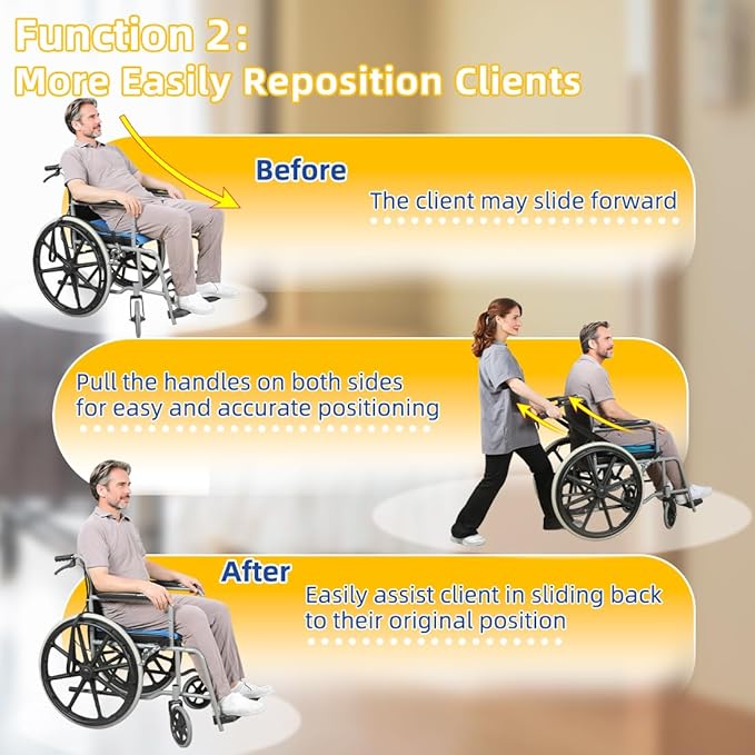 One Way Transfer Support Cushion, Non Slip Tubular Pad for Fall Prevention in Chair & Wheelchair, Elderly/Disabled Assistance, 17"x17"(Blue-with Handles)