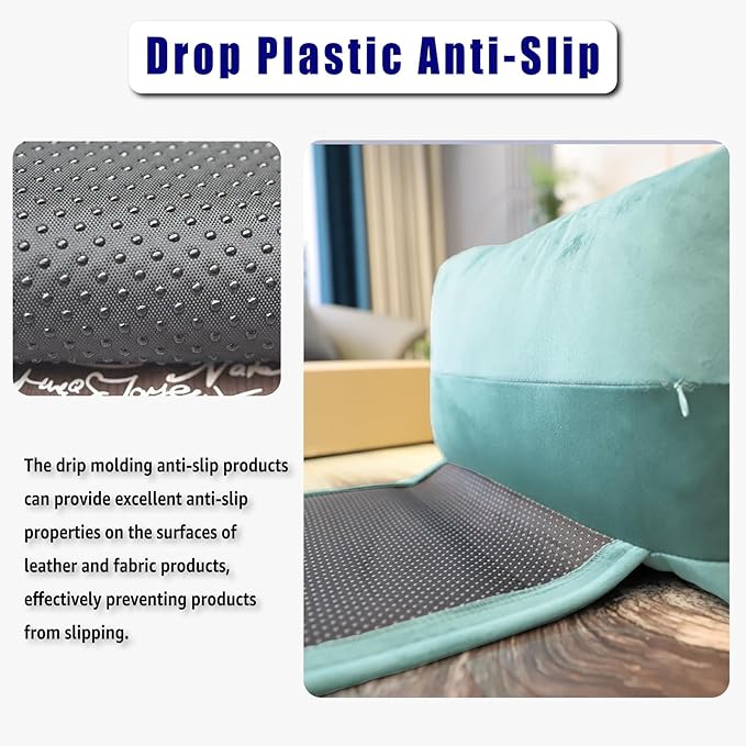 Velvet Recliner Head Pillow with Non-Slip Base - Adjustable Neck Support for Pain Relief in Home, Office and Travel (Light Blue)