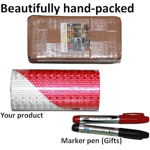 Reflective Tape Red and White 6 inch X 10 feet, Outdoor Waterproof Hazard Conspicuity Warning Industrial Marking Tape