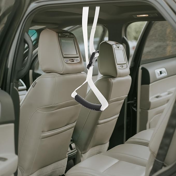 Baluue Car Assist Handle for Elderly and Disabled Adults, Portable Car Door Grab Handle with Support Strap, Mobility Aid for Safe Vehicle Entry and Exit, White