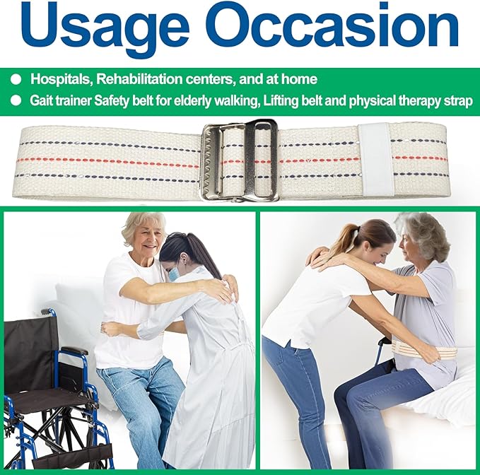 Aliseniors 5 Pack Transfer and Gait Belt with Metal Buckle - 60 Inch, Standing and Transfer Walking Assist Aid for Seniors, Elderly Patients, Caregiver, Nurse, Therapist