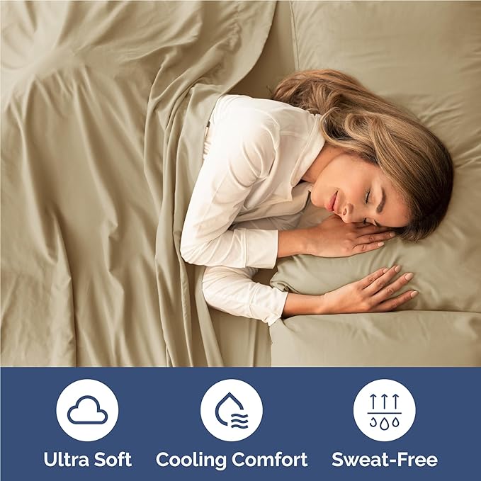 Full 6 Piece Sheet Set - Cooling & Breathable Bed Sheets - Hotel Luxury Bed Sheets for Women, Men, Kids & Teens - Comfy Bedding with Deep Pockets & Easy Fit - Soft and Wrinkle Free - Full Beige Sheets