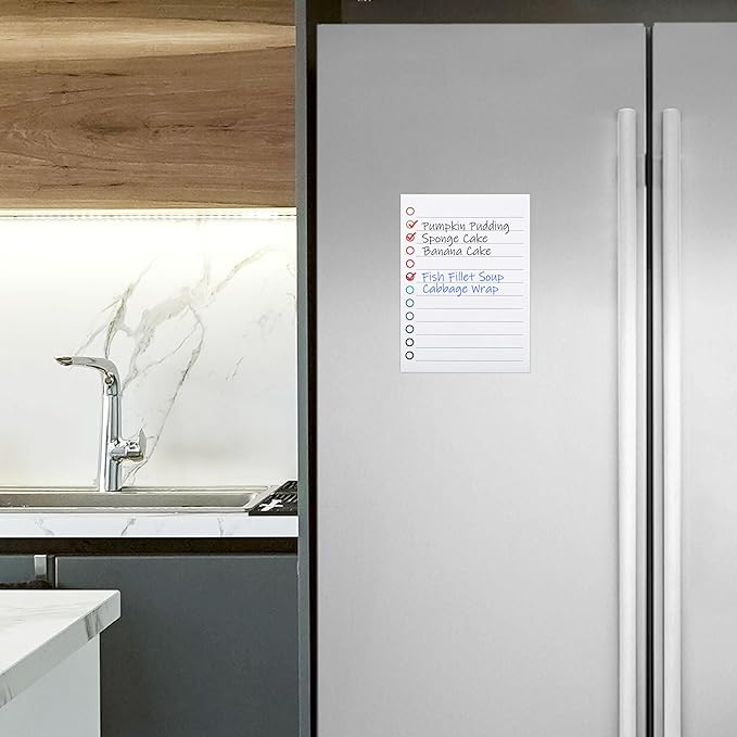 Mornajina 6Pcs Magnetic Dry to Do List for Wall 5x7 inch, White Board Stickers for Wall with 3 Markers, Reusable Lined Stickies Planner to Do List
