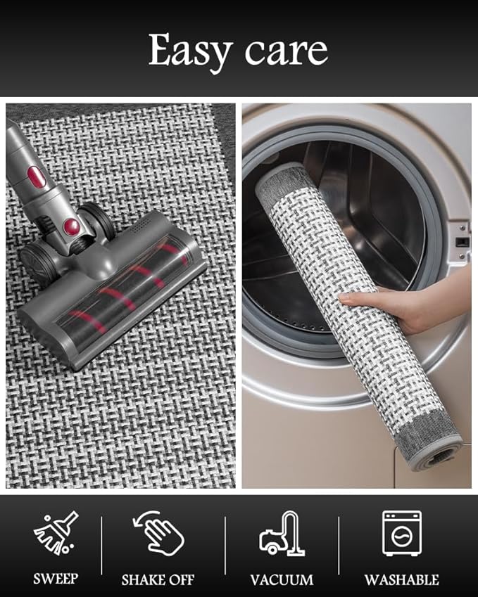 PADOOR Non Slip Kitchen Rugs Sets of 2 - Extra Large 2.5'x6' + 20"x32" (Rectangular + Semicircular) Runner Rugs Non Skid Washable, Absorbent Kitchen Floor Mat for in Front of Sink 2 Piece Grey