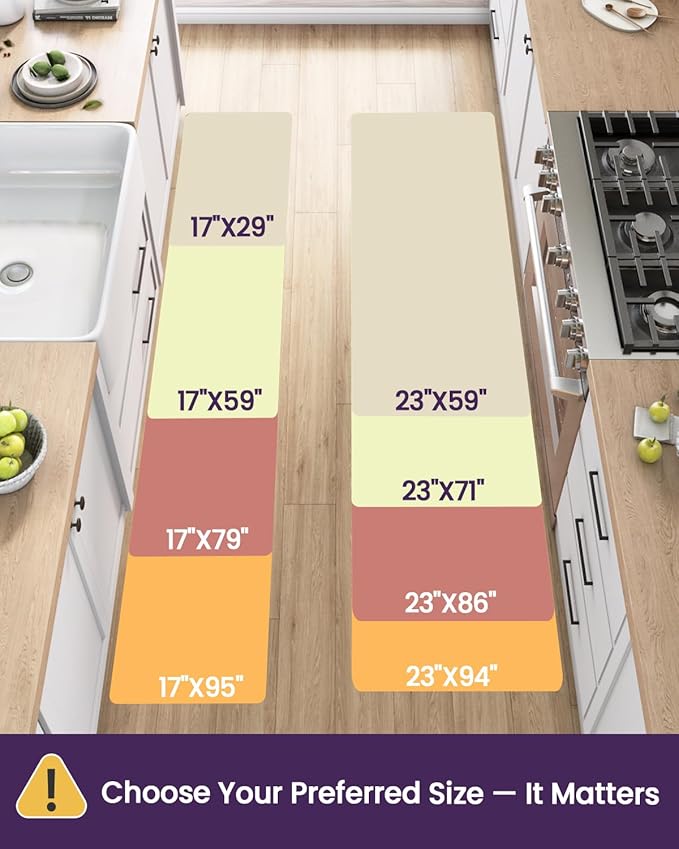 DEXI Kitchen Floor Mats Cushioned Anti Fatigue, 17x29+17x59, Large Long Standing Runner Rug Waterproof, Comfort Memory Foam Padded for Front Sink Laundry, Taupe