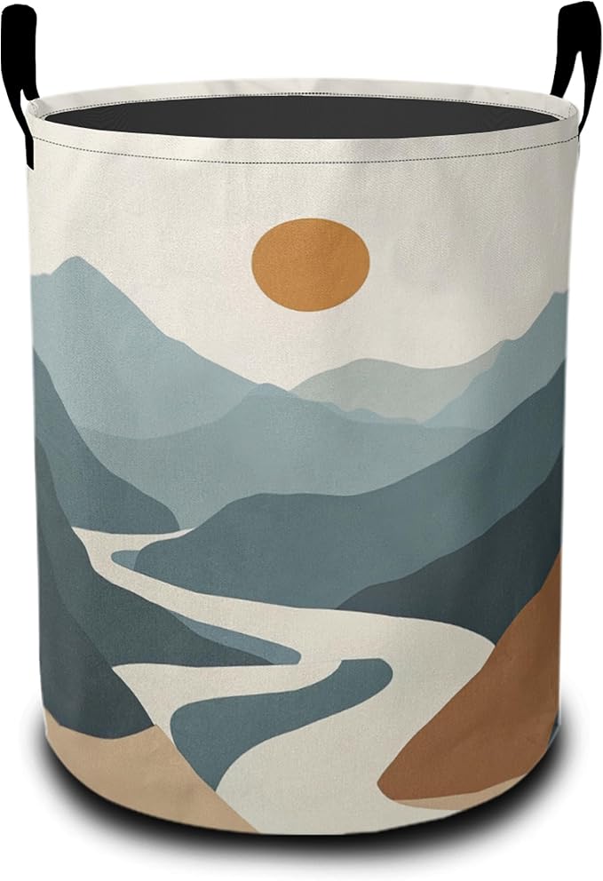 Laundry Basket-Boho Sun Moon Mountains Foldable Waterproof Oxford Cloth Funny Tote Bag Laundry Hamper Clothes Storage Bucket Organizer For Bathroom/Laundry Storage/Bedroom Storage Basket