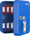 Uniclife 20 Keys Key Lock Box, Wall Mount Key Box, Lock Box for Keys, Key Lockbox with Tags, Key Cabinet, Key Holder Storage Box for Home Office & Company, Blue