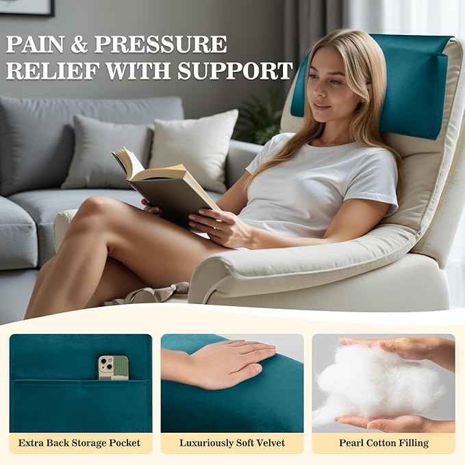 Recliner Headrest Pillow, Adjustable Neck & Head Support Pillow, Soft Velvet Non-Slip Headrest for Recliner, Couch, Chair, Sofa