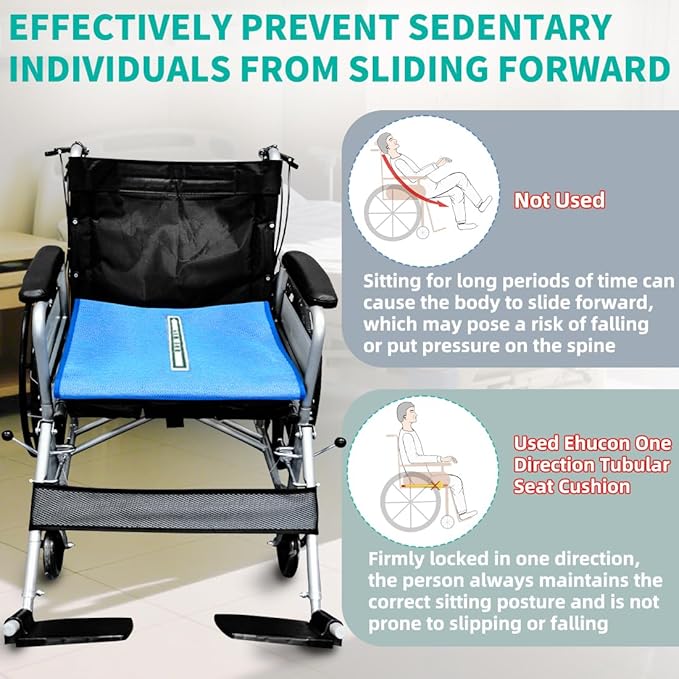 One Way Transfer Support Tubular Seat Cushion, Fall Prevention for Eldery in Chair or Wheelchair, Excellent Non-Slip Seat Cushion in Car Seat and Office Chair 17"x17"
